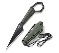 Omesio S-FC17 Couteau De Cou Avec Fourreau, 5CR13MOV Acier ABS Poignée Couteau EDC Collier Pour Drop Point Lame Tranchante Fulltang Pour Les Hommes Femmes, Camping Pour La Randonnée