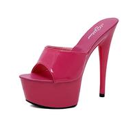 Omeslike 15 Cm Danseur Talons Hauts Femmes Sexy Plate-Forme Pôle Danse Sandales Strip-Teaseuse Discothèque Fête Danse Plate-Forme Sandales Grande Taille Unisexe,Rose,39