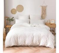 OMEVU Housse de Couette à Plis pincés Blancs d'été, Ensemble de literie pour lit Double, Queen Size, King Size