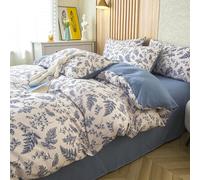 OMEVU Housse de Couette en Coton lavé, imprimé Floral, Simple, Queen, King, 1 pièces