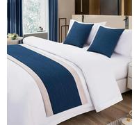OMEVU Serviette de lit de Couleur Unie, Chemin de lit d'hôtel avec Serviette et Drapeau de lit, Couverture de lit Simple pour hôtel de Famille d'accueil