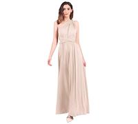 OMEWEE Femme Robe de Soirée Col en V Robe d’été sans Manche Robe Longue Demoiselle d'honneur Cocktail Robe Chic et Elegante Robe de Mariage Aniversaire Photographie Apricot XS