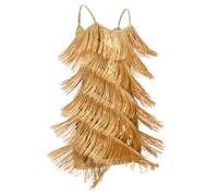 OMEWEE Robe à paillettes pour enfant fille - Sans manches - Bretelles spaghetti - Robe à franges - Robe de danse scintillante - Robe de ballet, Rumba, Samba, Cha Cha Cha Jazz