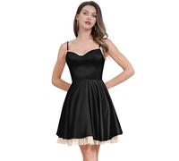 OMEWEE Robe Femme Corset avec Imprimé Floral Robe Spaghetti Bretelles Robe Boho Mini Fluide Fente Bustier pour Femme A Ligne Robe de Plage Robe Vacances Robe d'Eté, Noir , XXL