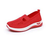 Omfpafeu Chaussures de Sport pour Femmes, Chaussures orthopédiques de Marche d'été en Maille Respirante antidérapante, Baskets Plates et décontractées légères,Rouge,37 EU