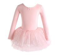 Omfpafeu Robe de Ballet pour Filles, Justaucorps de Danse pour Enfants, Jupe Tenue de compétition de Gymnastique,Light Pink,150