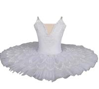 Omfpafeu Robe de Danse du lac des cygnes pour Filles, Costume de Ballet du lac des cygnes Robe Tutu Tenue de Danse de Ballerine Robe de compétition de fête,Blanc,160