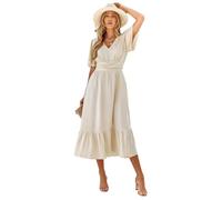 Omfpafeu Robe d'été décontractée pour Femme Jupe Longue Fluide en Forme de trapèze Robes d'invité de Mariage Robe décontractée pour Vacances à la Plage,Apricot,S