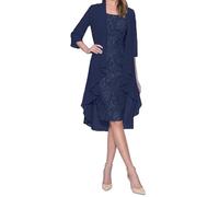 Omfpafeu Robe d'invitée de Mariage Deux pièces pour Femme Robe de mère de la mariée Robe élégante en Dentelle avec Veste en Mousseline,Sky Blue,L