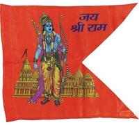 OMG FLAG Shree Ram ji Drapeau/Ram Mandir Drapeau Taille 101,6 x 140,7 cm (grande taille) Drapeau extérieur/intérieur (tissu satiné) Lot de 1 drapeau (101,6 x 140,7 cm)