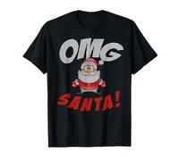 OMG Santa Noël Pixel Rétro Humour Maille Drôle T-Shirt