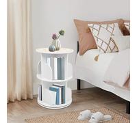 OMGGYER Bibliothèque rotative à 2 niveaux autoportante, petite étagère rotative, multifonctionnelle, étagère de rangement au sol pour enfants et adultes, 40 x 59 cm