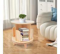 OMGGYER Bibliothèque rotative à 360 ° - Multifonction - Sur pied - En bois massif - Petite étagère rotative avec pied de table pour enfants et adultes - 46 x 46 x 41 cm