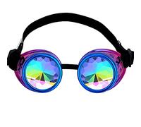 OMGREAT Lunettes kaléidoscope pour Raves Steampunk Lunettes avec Prisme Arc-en-ciel Diffraction Verres Cristal, Bleu/violet, taille unique