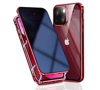 OMGZONE Coque Anti-Espion iPhone 13,Magnétique Métal Housse avec Privacy Film en Verre Trempé et Protection Caméra,Protection 360 Degrés Integrale Etui pour iPhone 13 Antichoc,Rouge