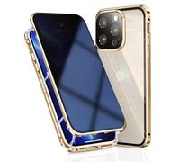 OMGZONE Coque Anti-Espion iPhone 16 Pro Max,Protection iPhone 16 Pro Max Integrale Housse avec Verre Trempé et Caméra Protecteur,Protection 360 Degrés Métal Etui pour iPhone 16 Pro Max Antichoc,Or