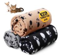 OMH nutrition OH MY HEALTH Lot de 3 couvertures en polaire XXL pour chien et chat - Lavable - Douce - 140 x 100 cm - Couverture de voiture - Protection rembourrée pour animaux de compagnie