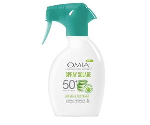 Omia, Spray Solare Protettivo SPF50+ Viso e Corpo con Aloe Vera del Salento, Protezione Solare Molto Alta, Per Pelli Molto Chiare e Sensibili al Sole, Dermatologicamente Testato, Flacone da 200 ml