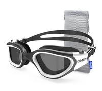 OMID Lunettes de natation polarisées confortables, anti-buée, anti-fuite, protection UV, vision claire comme du cristal pour homme, femme, adulte et jeune (fumé)