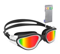 OMID Lunettes de natation pour enfants, P2 confortables, polarisées, unisexes, anti-buée, anti-fuite, avec protection UV pour enfants de 6 à 14 ans (blanc rouge)