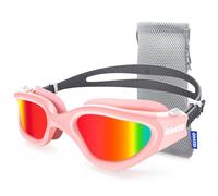 OMID P2 Lunettes de natation polarisées - Anti-buée, anti-UV, sans fuite - Pour homme et femme - Polarisées - Rose et rouge
