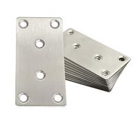 OMIDEAS 10 x Plaques de Jonction Plates (80 x 40 x 2) - Plaque métallique perforée en acier inox argenté, Fixation Bois, Connecteur de Réparation, Renfort Meuble, Bricolage