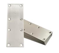 OMIDEAS 8 x Plaques de Jonction Plates (140 x 50 x 2) - Grandes plaques métalliques perforées en acier inox argenté, Fixation Bois, Connecteur de Réparation, Support Solide, DIY
