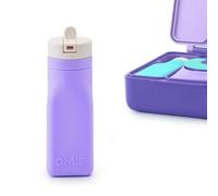 Omie Box Bouteille d'eau réutilisable en silicone - 250 ml, avec couvercle en paille, sans BPA et sans phtalates, étanche (violet)