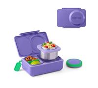 Omie OmieBox UP Boîte à bento pour enfants | Boîte à déjeuner isotherme | Bocal alimentaire étanche | Poche de glace glacière | 2 compartiments (violet galaxie)