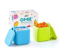 Omie Lot de 2 boîtes étanches pour sauces à emporter, conteneurs à vinaigrette, condiments avec couvercles - Silicone de qualité alimentaire - 118 ml (bleu/vert citron)