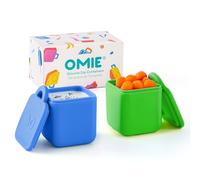 Omie Lot de 2 boîtes étanches pour sauces à emporter, conteneurs à vinaigrette, condiments avec couvercles - Silicone de qualité alimentaire - 118 ml (bleu mer/vert)