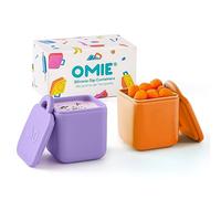 Omie Lot de 2 boîtes étanches pour sauces à emporter, conteneurs à vinaigrette, condiments avec couvercles - Silicone de qualité alimentaire - 118 ml (violet/orange)