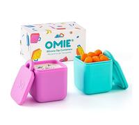 Omie Lot de 2 boîtes étanches pour sauces à emporter, conteneurs à vinaigrette, condiments avec couvercles - Silicone de qualité alimentaire - 118 ml (rose/bleu sarcelle)