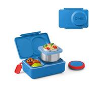 Omie OmieBox UP Boîte à bento pour enfants | Boîte à déjeuner isotherme | Bocal alimentaire isotherme anti-fuite | Poche de glace glacière | 2 compartiments (bleu cosmique), 340,2 g