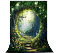 Omifly Toile de fond forêt enchantée pour photographie, conte de fées, verdure, jardin, arbre vert, printemps, forêt, décorations de fête, décoration de table, bannière, accessoires de studio photo