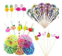 OMIGA 150 Pièces Parapluie Cocktail Décoration Accessoire d'artifice Cocktail Bâtons Pailles Flamingo pour Fruits Gâteaux Mariage Bar Fête d'anniversaire Boissons Aliments Décoration