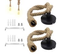 OMIGA 2 Pièces E27 Cable Suspension Luminaire Corde Rétro Lustre en Corde 220V 100CM de Chanvre Lampe Suspensions pour Bar Rope Cafe Stair Restaurant Studio (Ampoule N'est Pas Inclus)