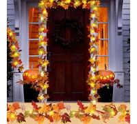 OMIGA 2 Pièces Guirlande Automne Feuille Artificielle D'érable 175 CM Halloween avec USB 3M 30 LED Decoration Cheminée Automne Halloween Thanksgiving