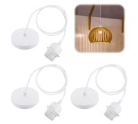 OMIGA 3 Pièces Cable Suspension Luminaire Suspension Blanc Douille E27 | Cable Suspension Luminaire avec 100cm Kabellänge Douille E27 Réglable pour Café Magasin Chambre Bar