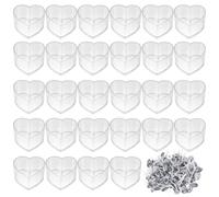 OMIGA 50 Pièces Contenant pour Bougie Pot Bougie Vide avec 100 Pièces Mèches Bougies Bougies Chauffe Plat Vides en Plastique pour Mariages Dîners Kit Bougies a Faire Soi Meme (Forme de Coeur)