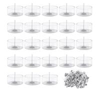 OMIGA Contenant pour Bougie 50 Pièces Pot Bougie Vide avec 100 Pièces Mèches Bougies Bougies Chauffe Plat Vides en Plastique pour Mariages Dîners Kit Bougies a Faire Soi Meme 18 x 38 mm/30 ml