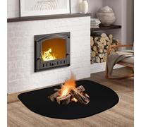 OMIGA Tapis Anti Feu Devant Cheminee Plaque Protection Poele a Bois 60x40cm Lgnifuge Imperméable et Facile à Nettoyer pour protéger Le Sol des étincelles Noir