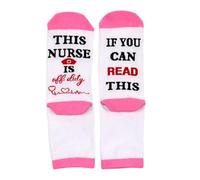 omiinitio 1 paire de chaussettes d'infirmière en coton « If You Read This Nurse Offduty Letters » - Pour infirmières et agents de santé - Cadeau de remerciement en coton, b, taille unique