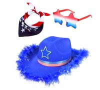 omiinitio 4 juillet Accessoires de costume Paisleys Bandana Star Lunettes de soleil Vache Garçon Casquettes Costumes d'Amérique pour Femmes Hommes Accessoires de costumes américains