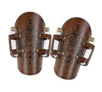 omiinitio Attelles médiévales - Protection du poignet - Armures de sorcière - Bouteille en liège - Costume d'Halloween - Cosplay - Attelles médiévales en cuir avec flacons en liège, marron clair