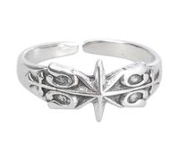 omiinitio Bagues hexagonales en métal plaqué argent tendance - Personnalité unique - Bijoux tendance - Bagues de doigt pour les amateurs de mode
