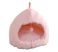 omiinitio Belle maison pour animaux de compagnie en peluche douce et longue avec verre à jouets suspendu et chaud pour petits chiens chats maisons d'intérieur logements de couchage en peluche lit chat
