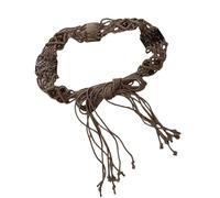 omiinitio Ceinture à pompons tissée à la main pour femmes en fibre naturelle taille réglable ceinture enveloppante accessoire ceinture en coton tressé pour robes maxi, kaki, taille unique