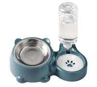 omiinitio Ensemble de bols surélevés 2 en 1 pour chien de chat - Résistant aux fuites - Avec gourde amovible en métal - Design économiseur de place - Nourriture et bol d'eau pour chat