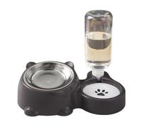 omiinitio Ensemble de bols surélevés 2 en 1 pour chien de chat - Résistant aux fuites - Gourde résistante aux fuites - Bac d'alimentation en métal amovible - Design économiseur d'espace - Nourriture